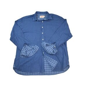 Brooks Brothers Mens XL Slim Fit Blue Micro Check flip cuff Button Down Shirt